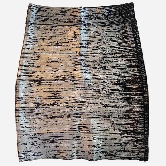 BCBGMAXAZRIA Josie Metallic Print Bandage Skirt XS Y2K - Picture 4 of 8